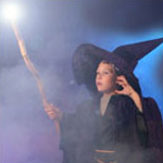 young boy dressed as magical wizard