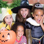children trick or treating in costumes