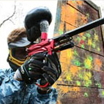 Boy playing paintball